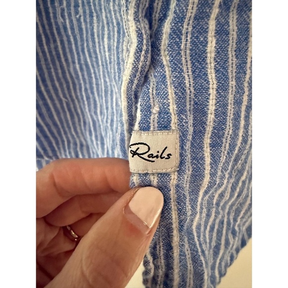 Rails Button Up Shirt Womens Blue White Striped Long Sleeve Coastal size Small - Picture 4 of 9
